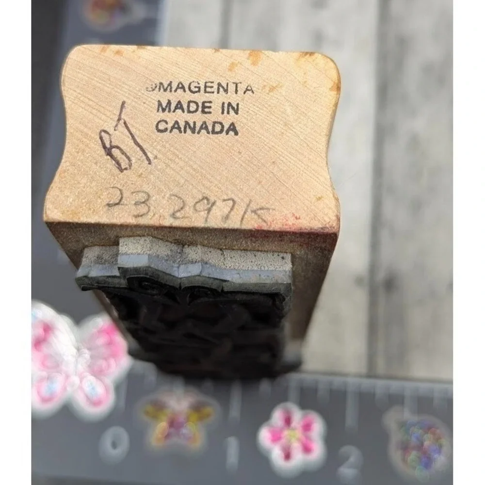 Magenta Tall Flower Boxes Design Rubber Stamp Wood #K85
